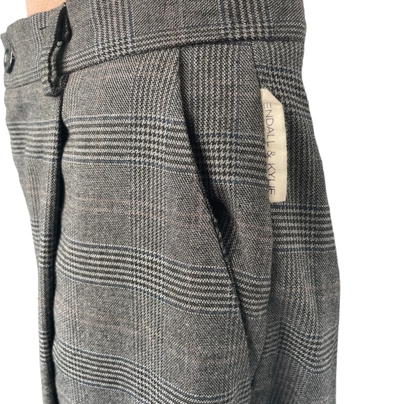 💙 Kendall & Kylie Gray/Blue Plaid Wide-Leg Trousers - Size Large - Picture 4 of 13